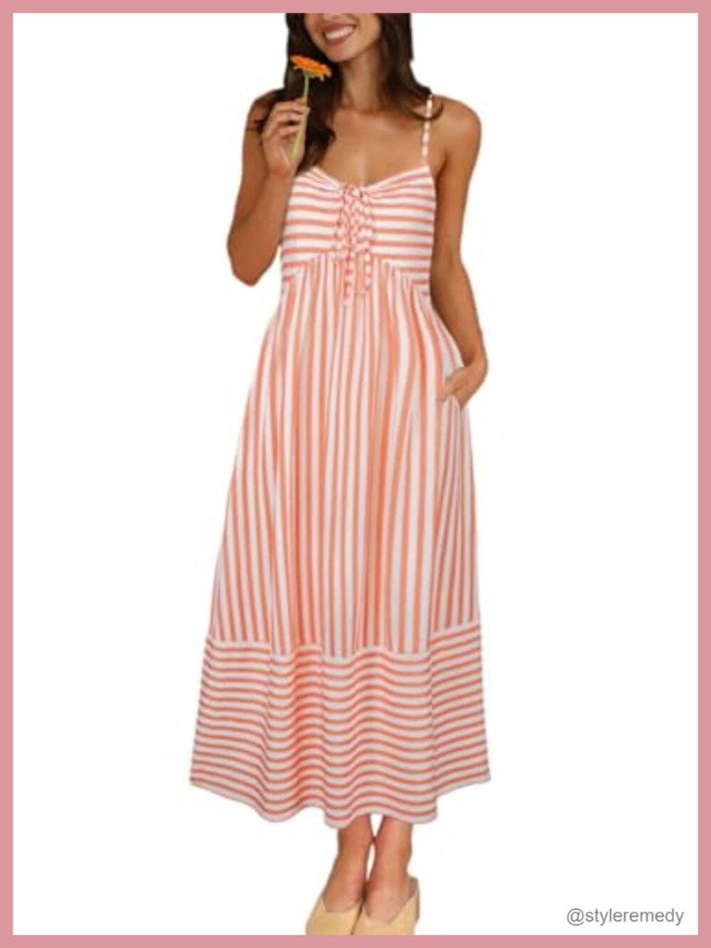 Striped Boho Maxi Dress Sleeveless V-Neck Backless Summer Beach
